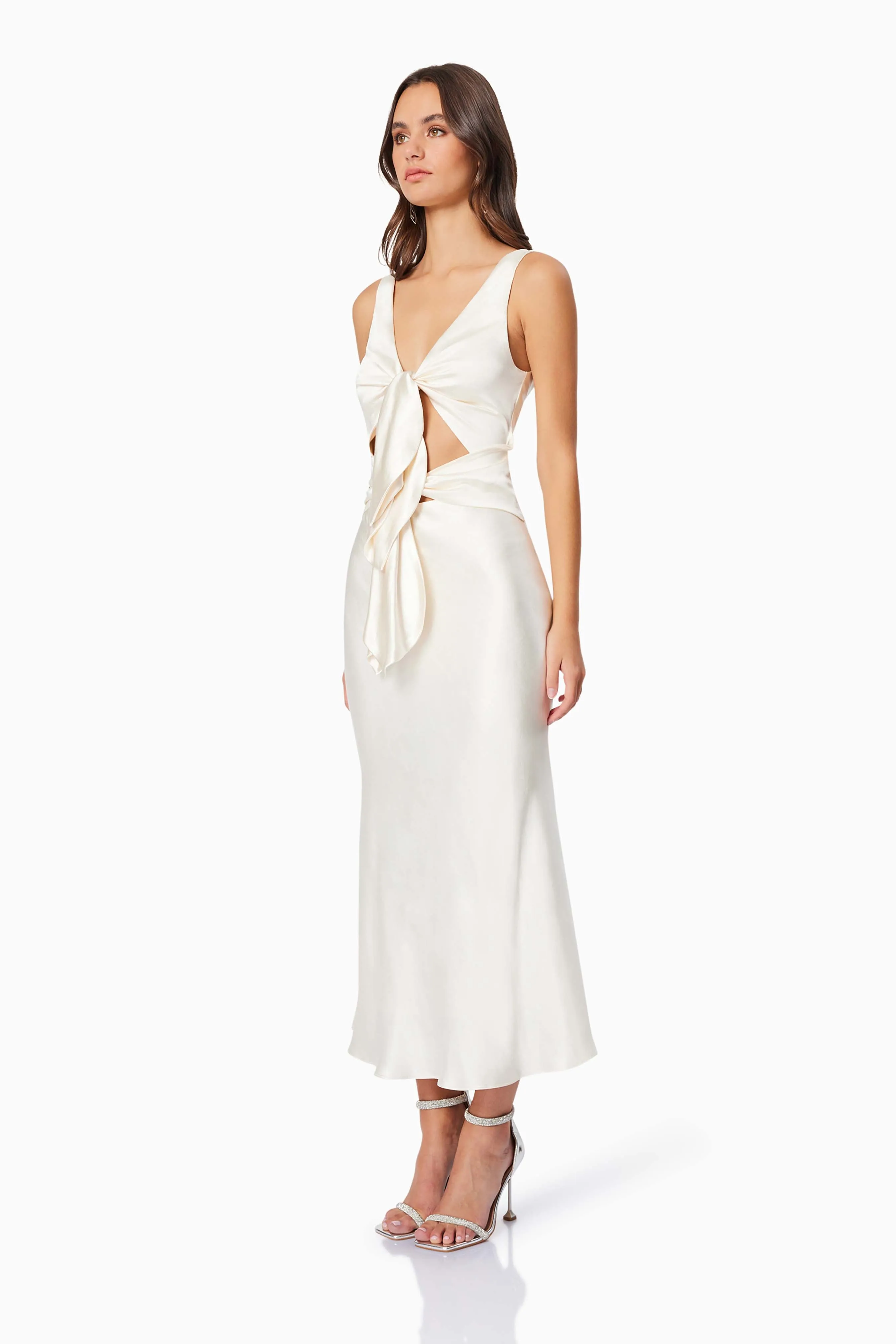 Faith Front Tie Midi Dress in White sold by Elliatt product image thumbnail 3