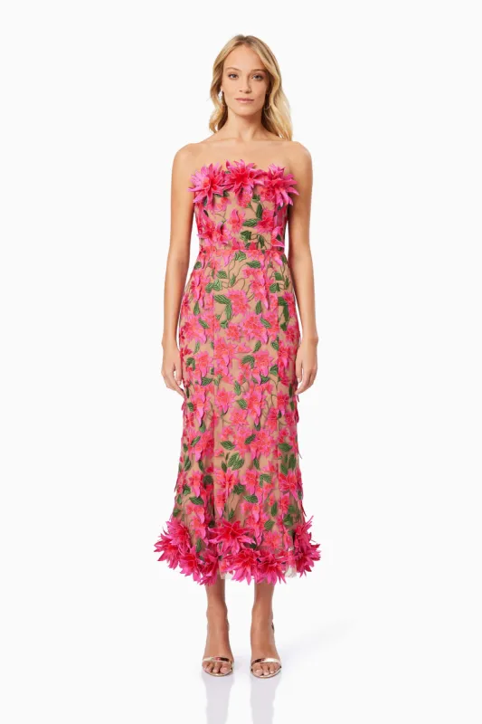 Valentina Midi Cocktail Dress in Pink sold by Elliatt