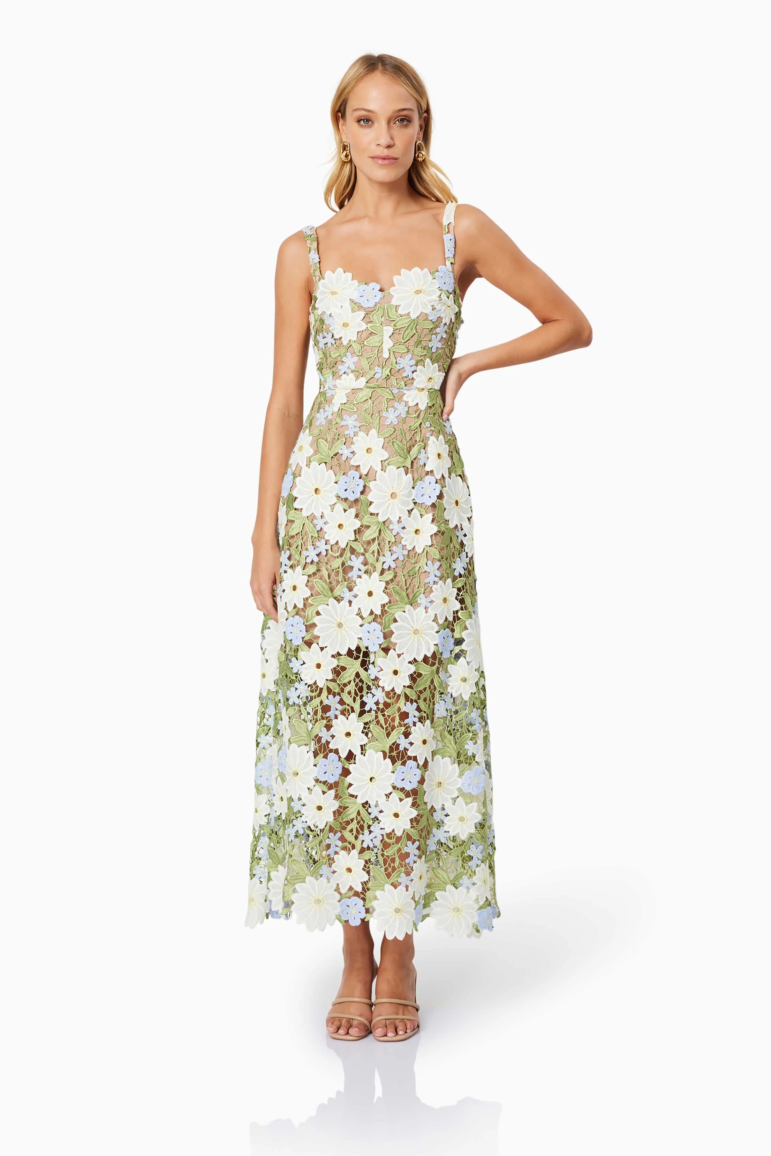Flora Lace Midi Dress In Green sold by Elliatt product image thumbnail 4