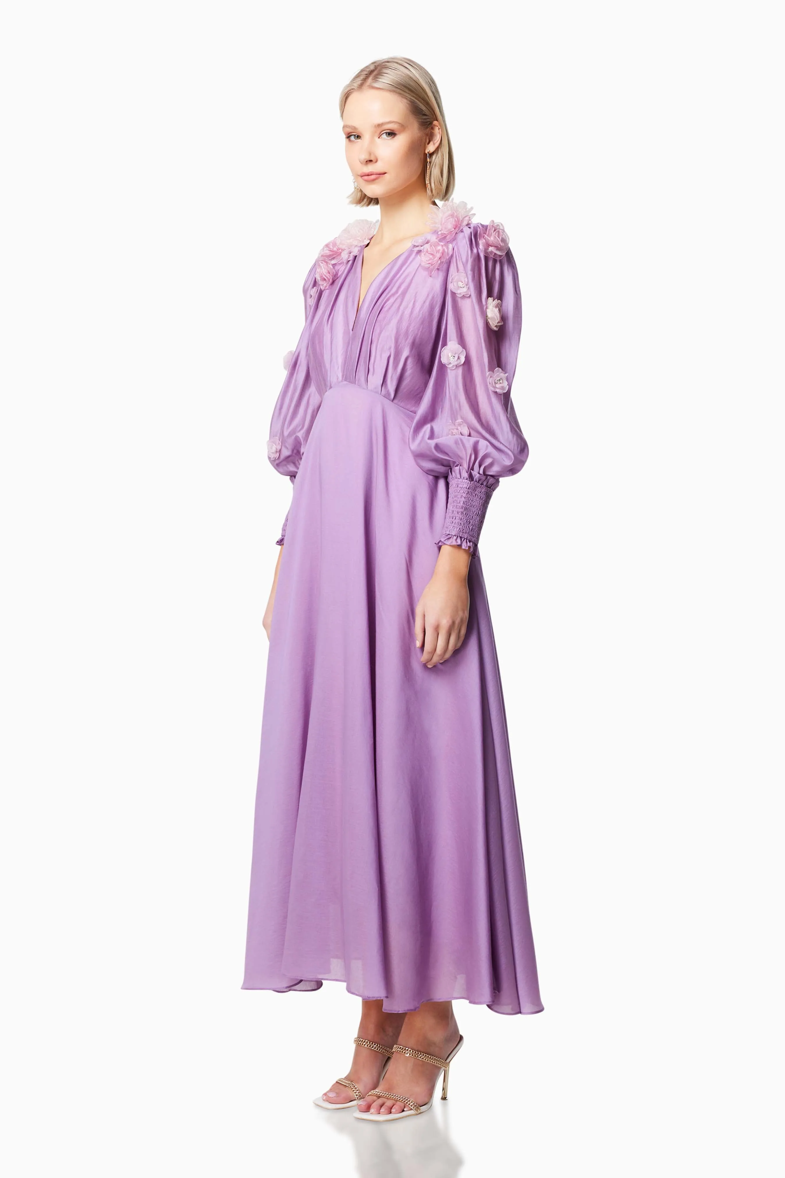 Nectar 3D Rosette Maxi Dress In Purple sold by Elliatt product image thumbnail 3