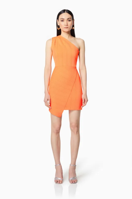 Thriving Textured Mini Dress In Orange sold by Elliatt