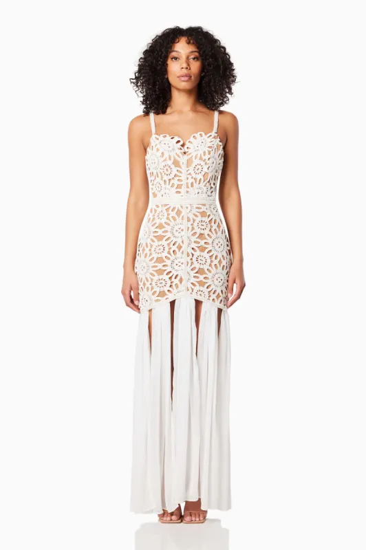 Sensory Pearl Trimmed Gown In White sold by Elliatt