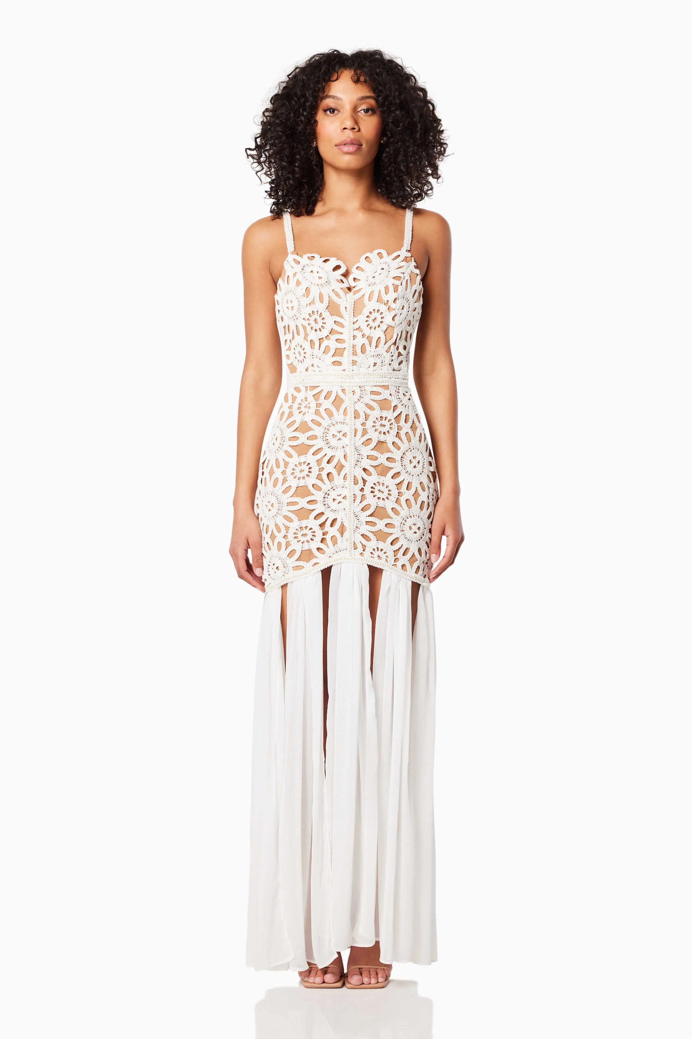 Sensory Pearl Trimmed Gown In White sold by Elliatt