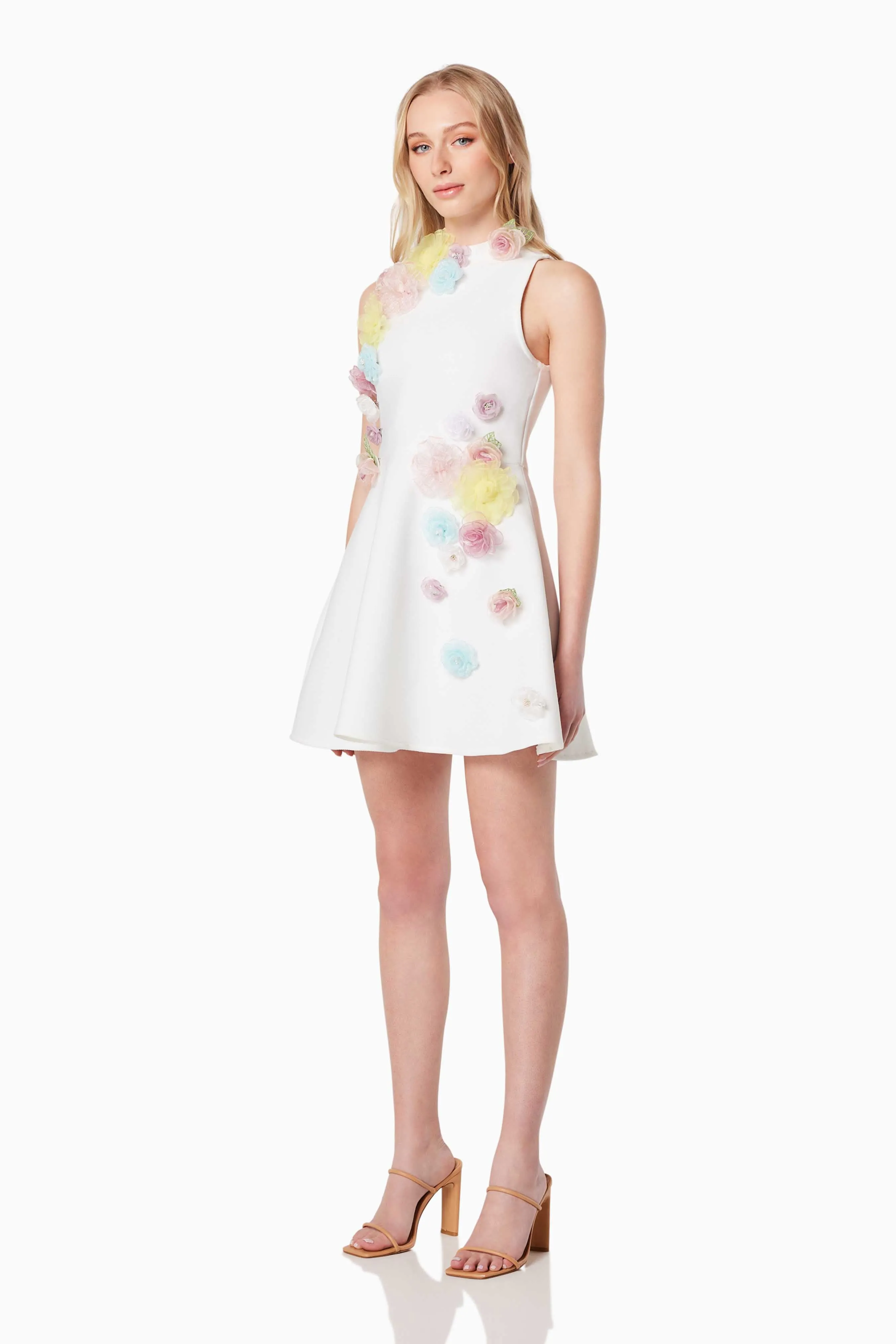 Lyrics 3D Floral Mini Dress In White sold by Elliatt product image thumbnail 3