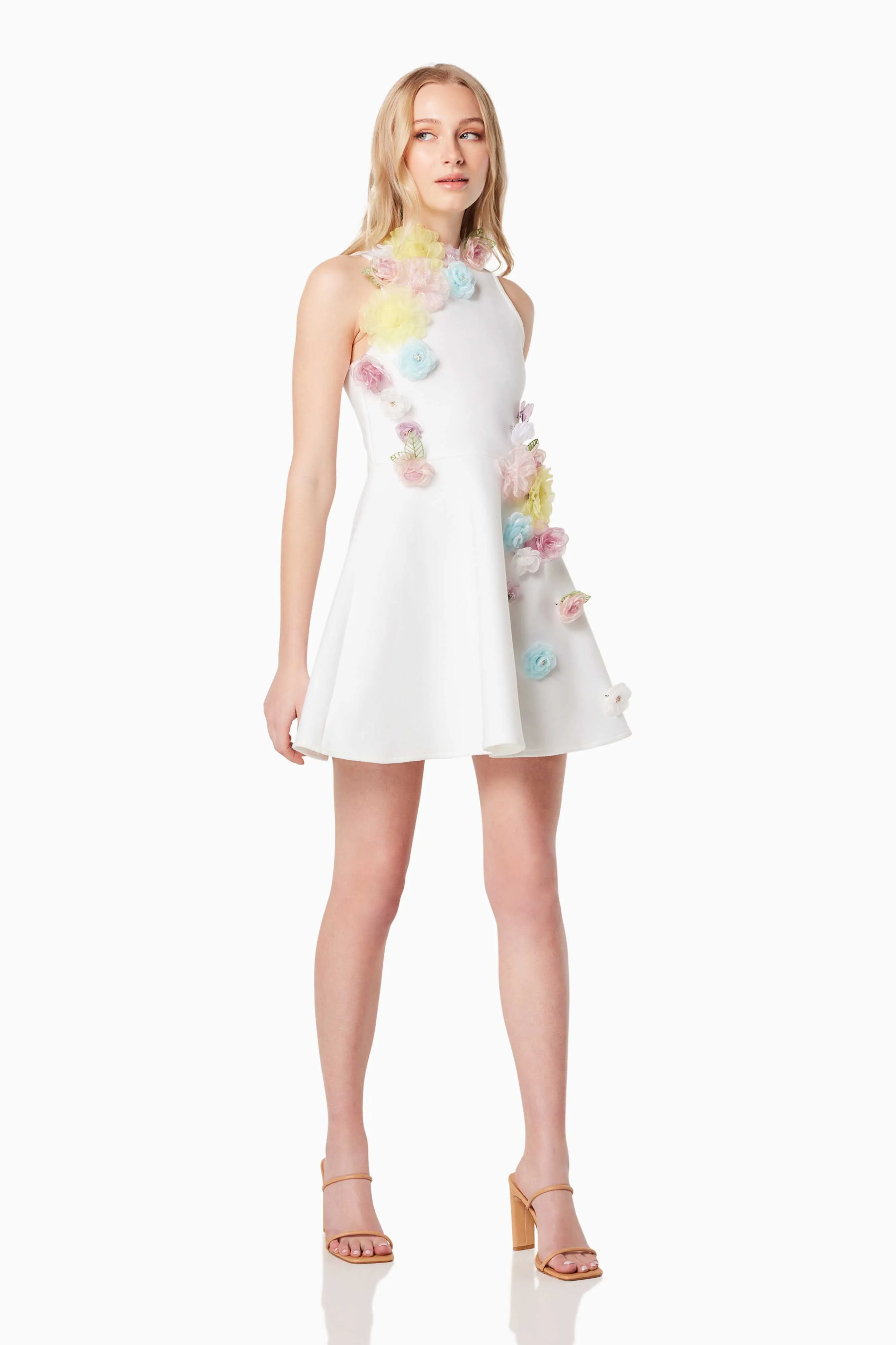 Lyrics 3D Floral Mini Dress In White sold by Elliatt product image thumbnail 4