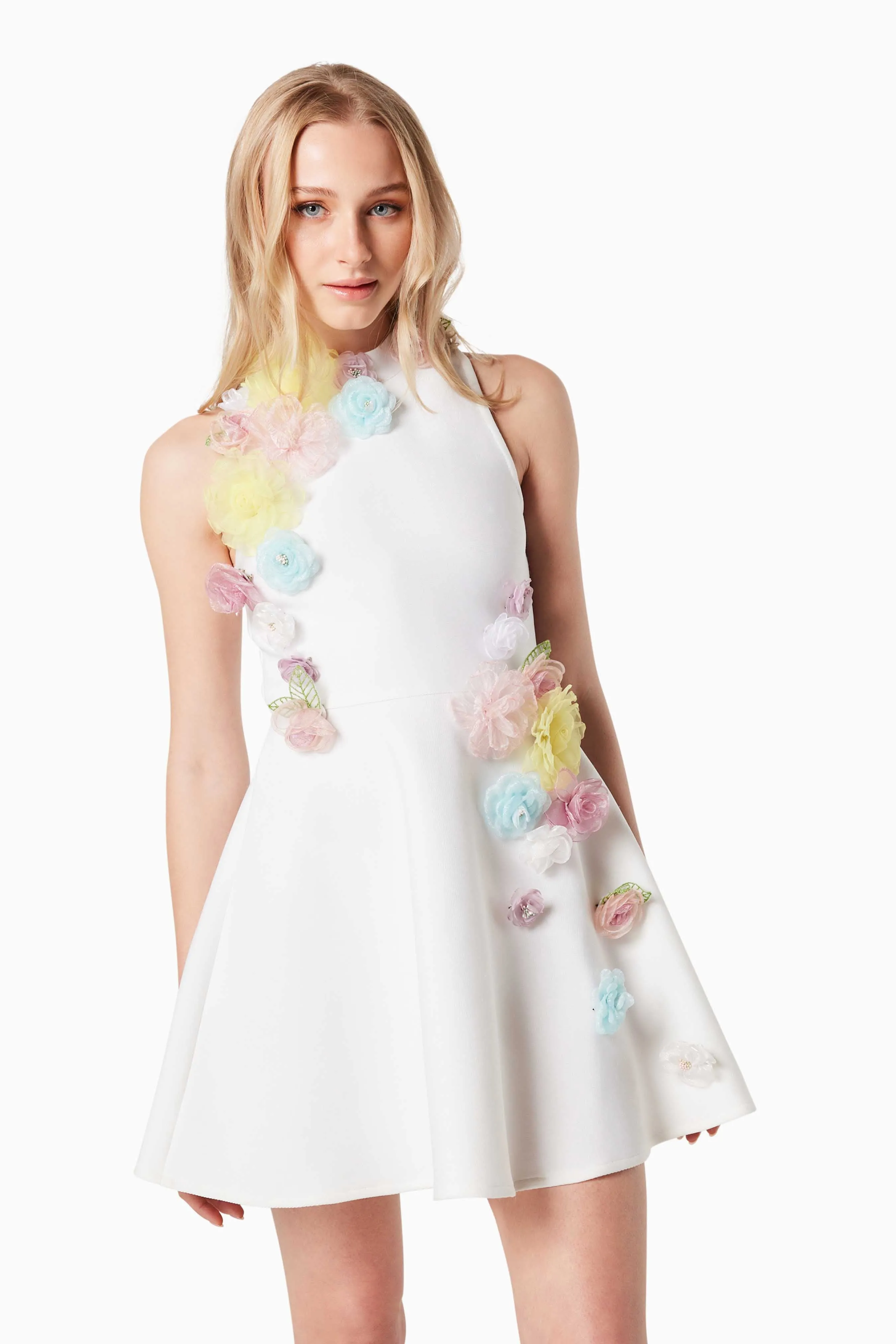 Lyrics 3D Floral Mini Dress In White sold by Elliatt product image thumbnail 2