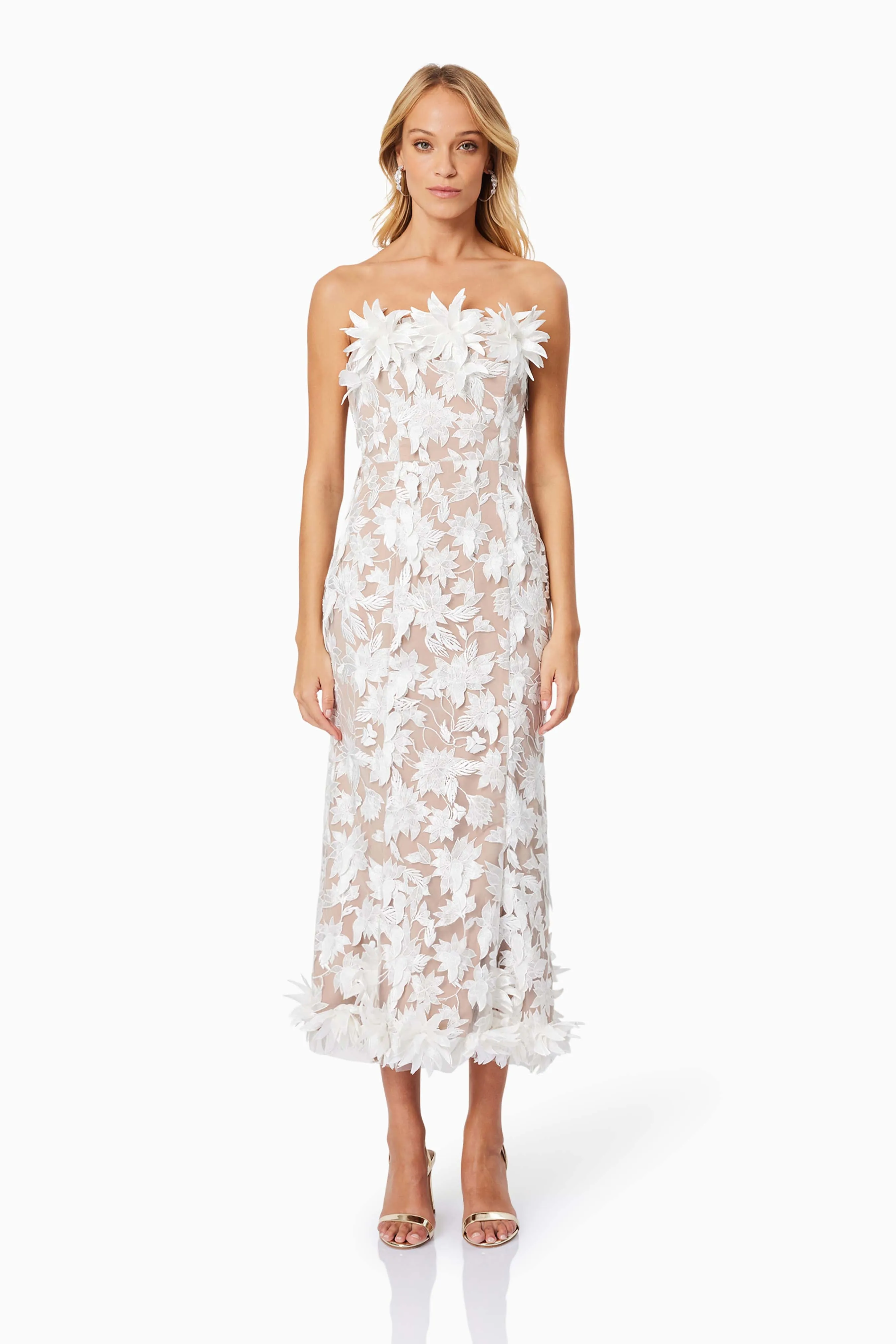 Valentina Midi Cocktail Dress in White sold by Elliatt
