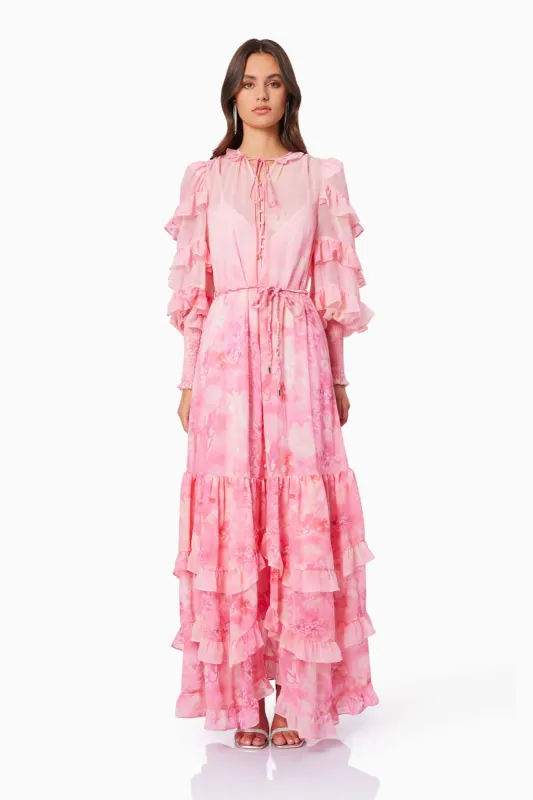 Ivy Printed Maxi Dress in Pink sold by Elliatt