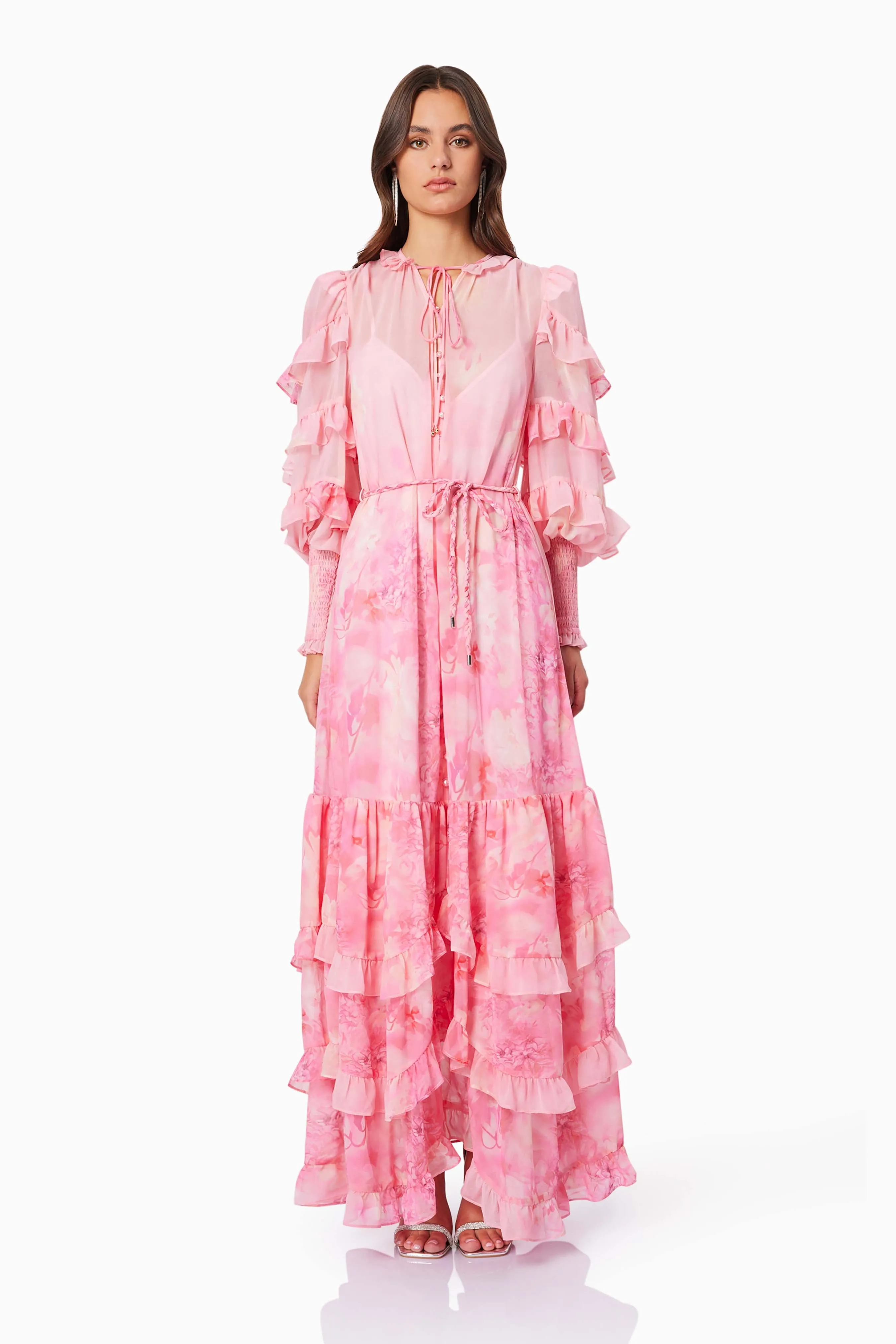 Ivy Printed Maxi Dress in Pink sold by Elliatt