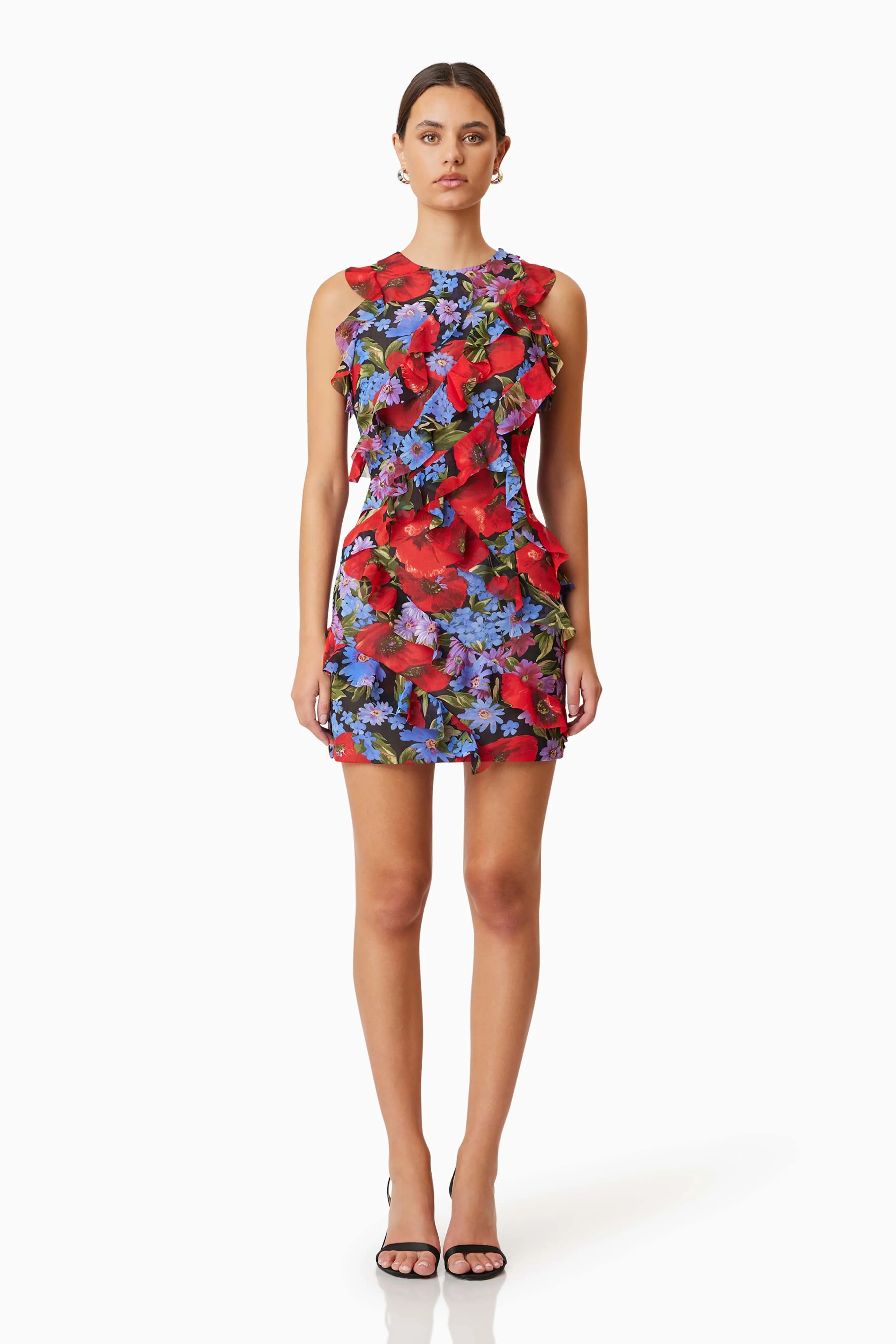 Thea Mini Party Printed Dress In Red sold by Elliatt