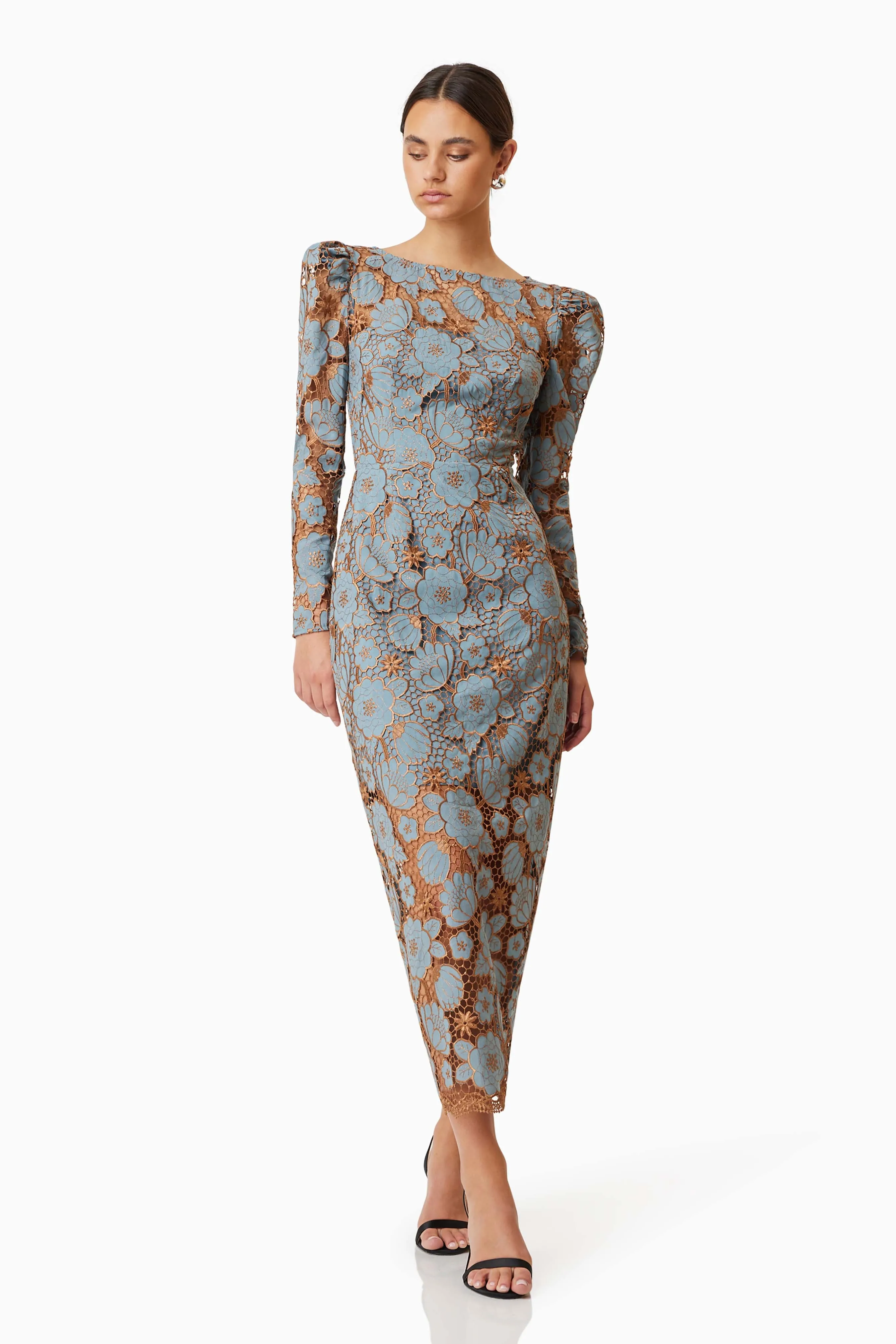 Jasmine Long Sleeve Midi Dress In Blue sold by Elliatt product image thumbnail 3