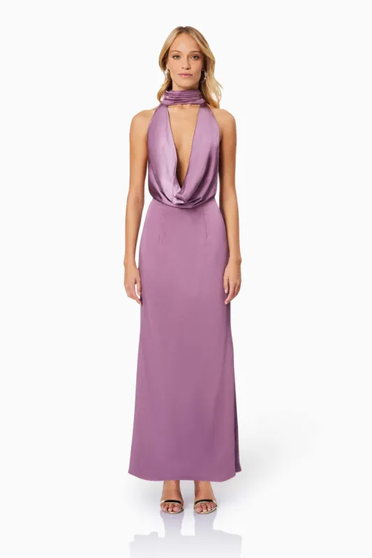 Faith Deep Neckline Maxi Dress In Purple sold by Elliatt