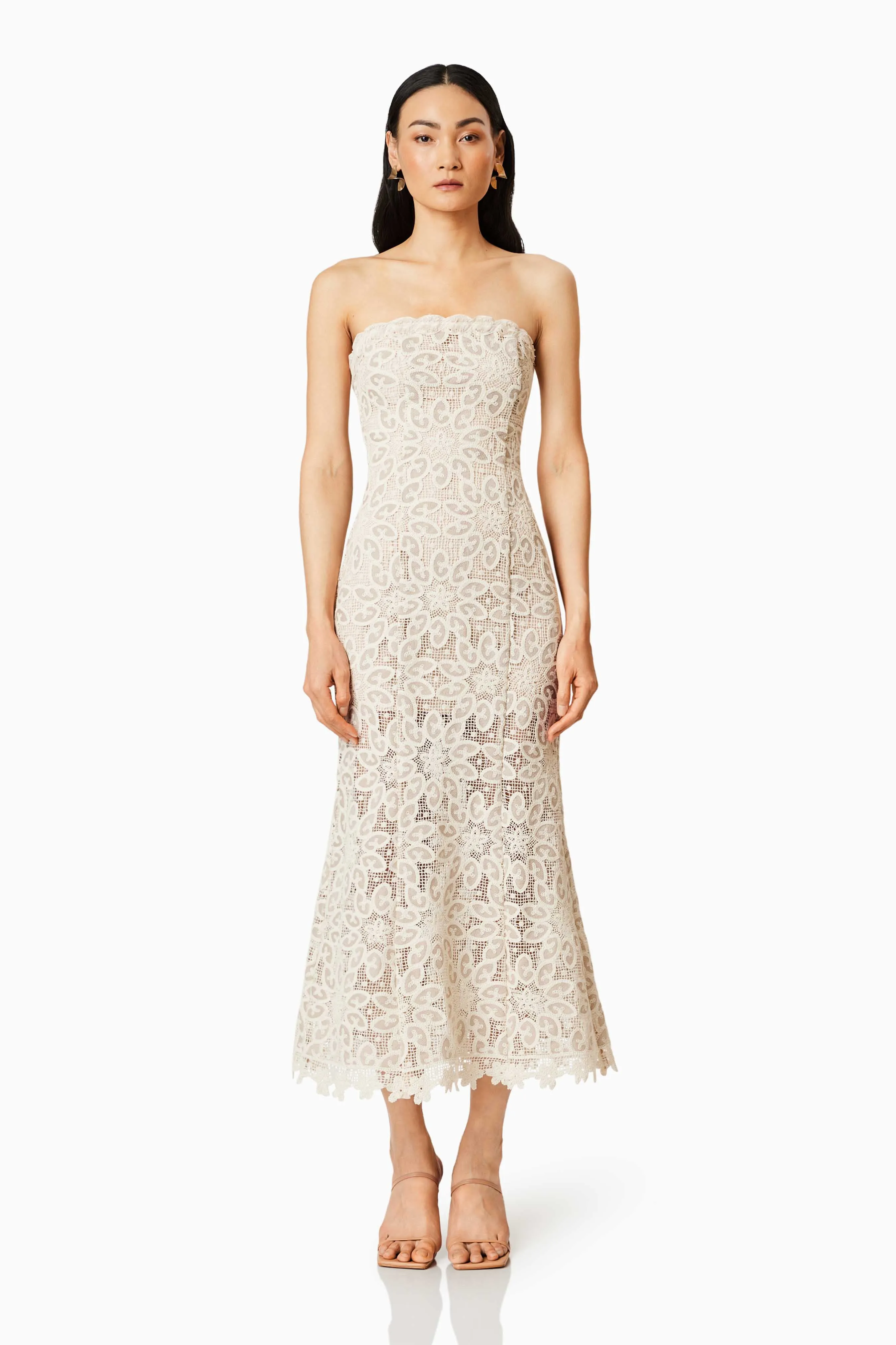 Dreamer Lace Midi Dress In Ivory sold by Elliatt