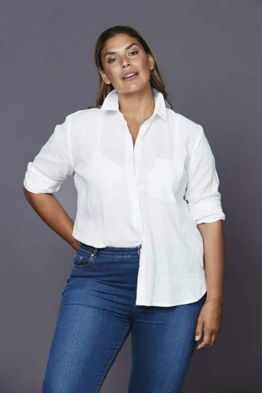 Isla Linen Shirt White sold by Embody Denim