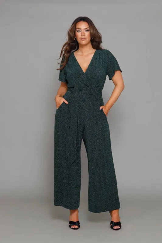 Helena Cap Sleeve Jumpsuit Emerald made by Helena