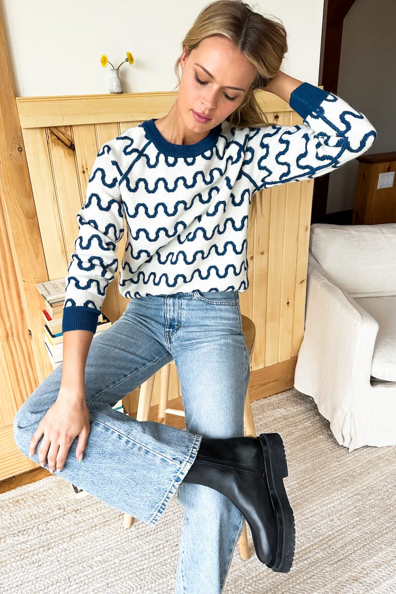 Emerson Sweater - Reversible Loki Stripe Ivory + Cobalt Blue Alpaca sold by Emerson Fry product image thumbnail 2