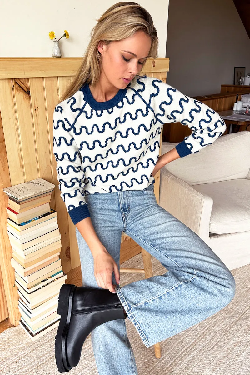 Emerson Sweater - Reversible Loki Stripe Ivory + Cobalt Blue Alpaca sold by Emerson Fry product image thumbnail 4