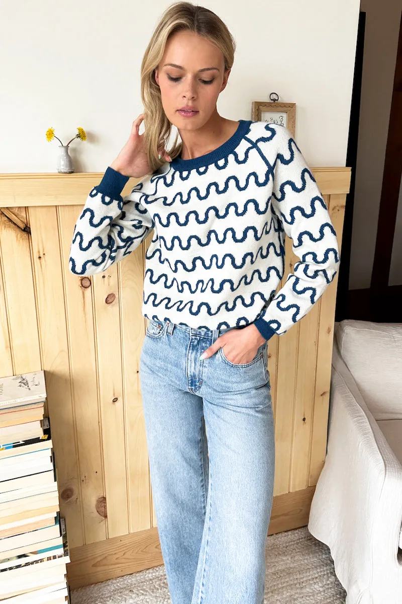 Emerson Sweater - Reversible Loki Stripe Ivory + Cobalt Blue Alpaca sold by Emerson Fry product image thumbnail 5