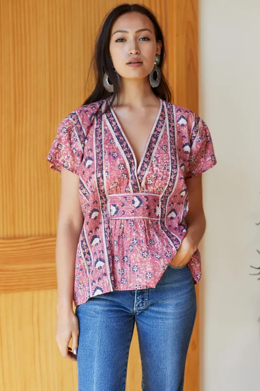 Francina Top - Rose Lurex sold by Emerson Fry