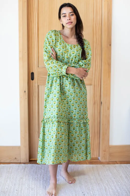 Lucy Long Sleeve Dress - Frida Yellow Celadon Organic sold by Emerson Fry