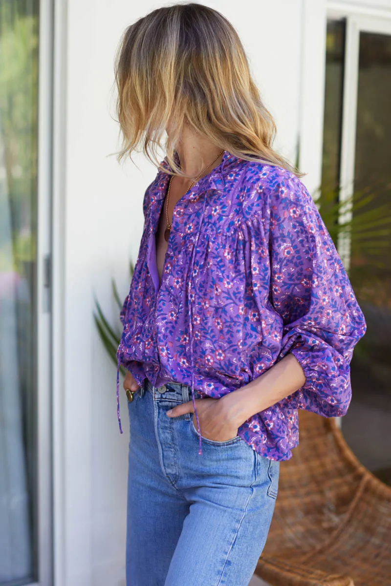 Emmaline Blouse - Violet Wildflower Organic sold by Emerson Fry