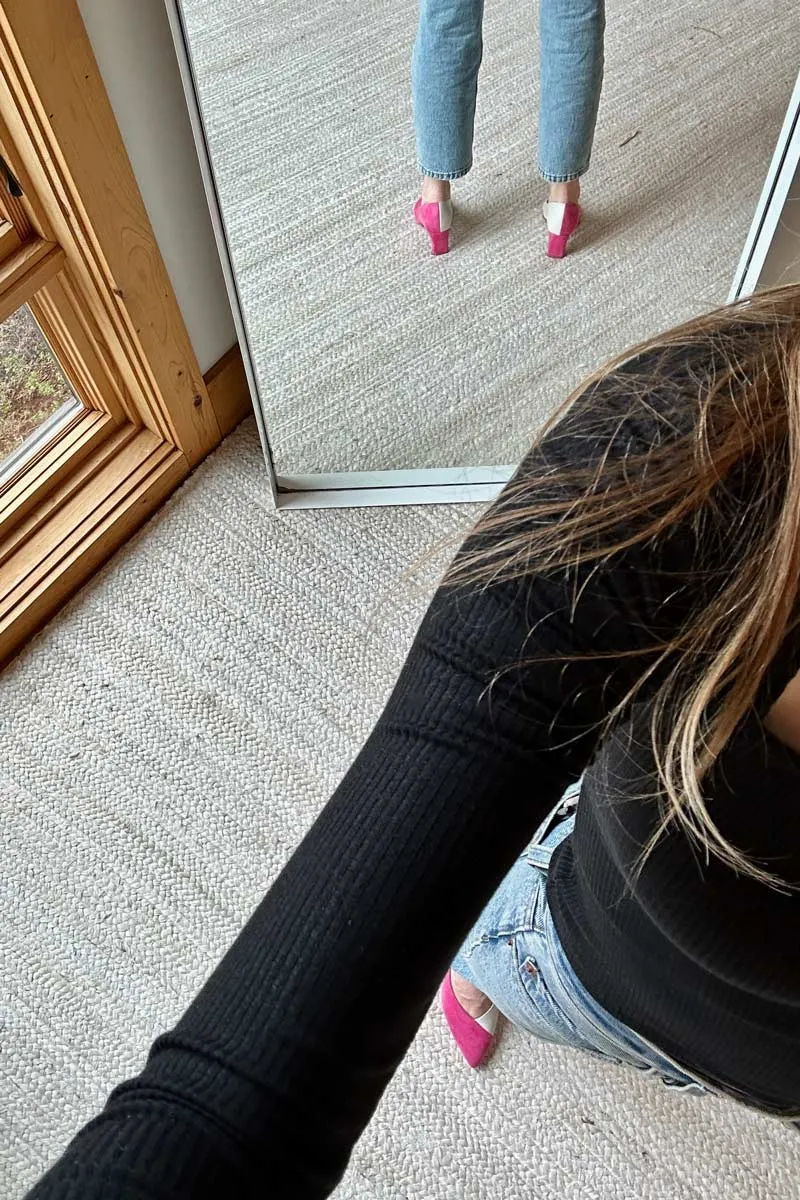 Lou Colorblock Pump - Fandango Pink Suede + White Leather sold by Emerson Fry product image thumbnail 4