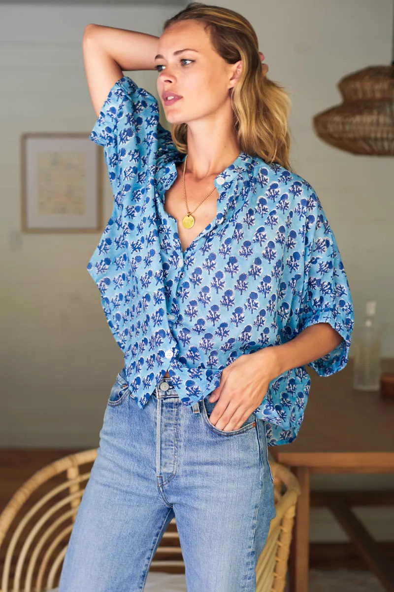 Mandarin Collar Top - Little Marigolds Danube Organic sold by Emerson Fry product image thumbnail 4
