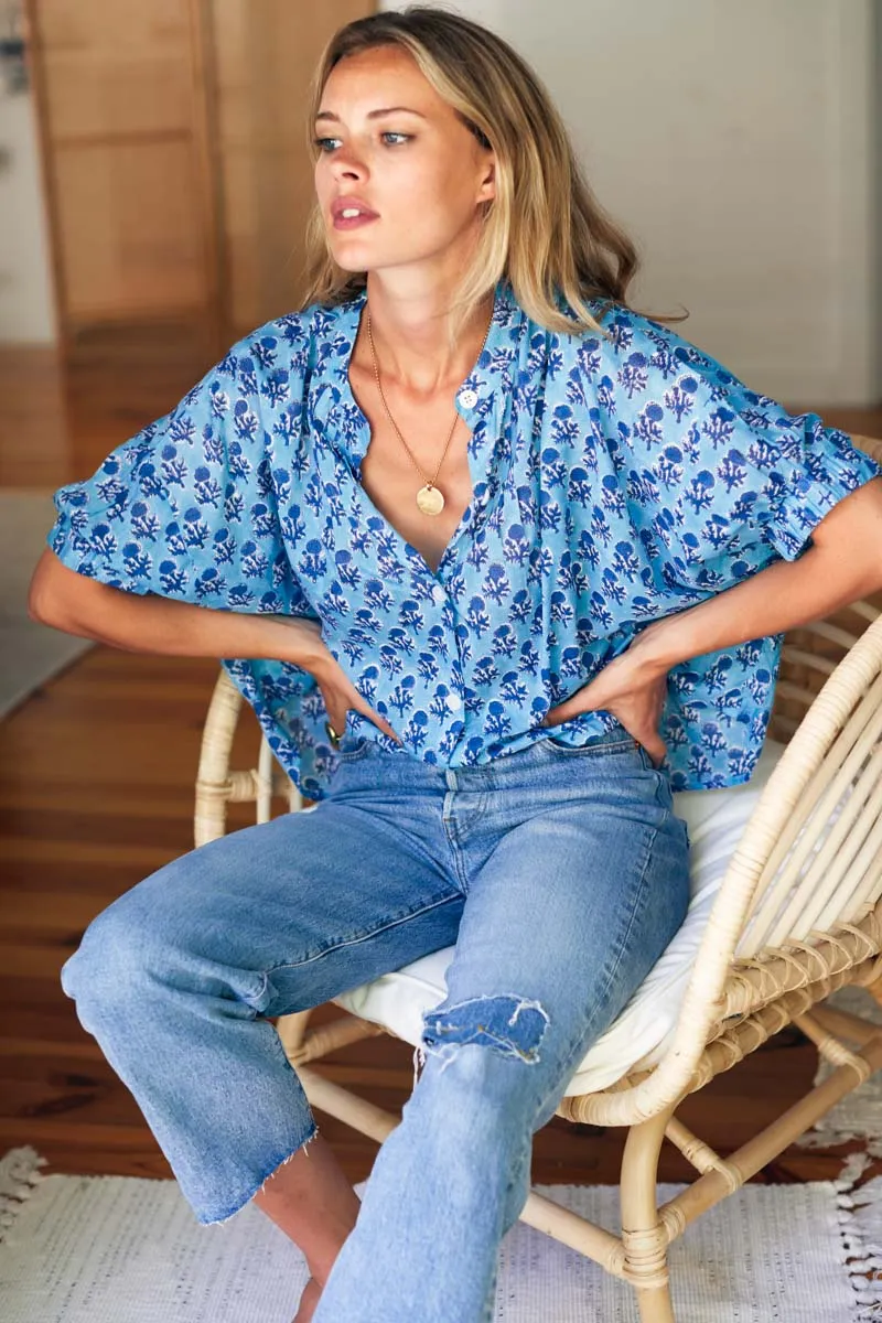 Mandarin Collar Top - Little Marigolds Danube Organic sold by Emerson Fry