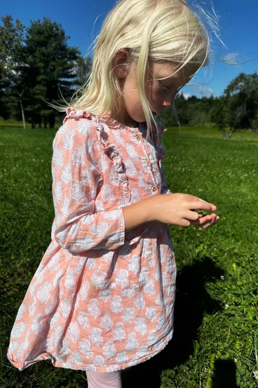Little Fry Little Dress - Little Marigolds Apple + White Organic sold by Emerson Fry