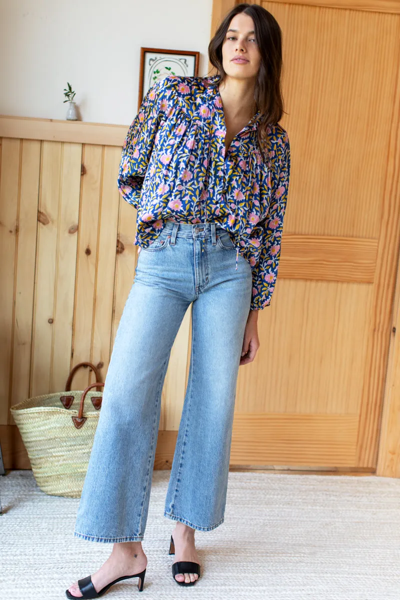 Emmaline Blouse - Blue Chrysanthemum Satin sold by Emerson Fry product image thumbnail 5