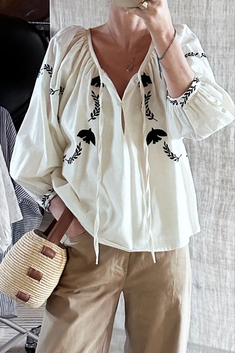 Lucy Dove Embroidery Blouse - Salt Organic sold by Emerson Fry product image thumbnail 4