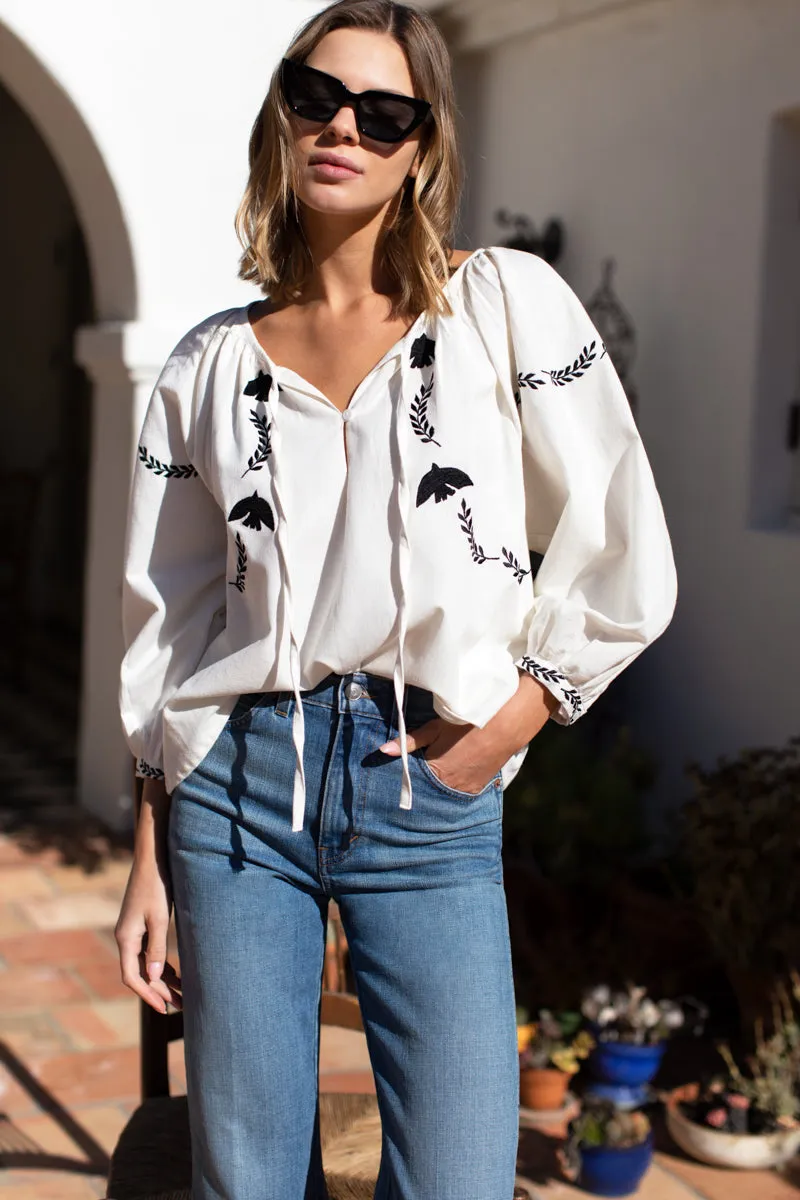 Lucy Dove Embroidery Blouse - Salt Organic sold by Emerson Fry