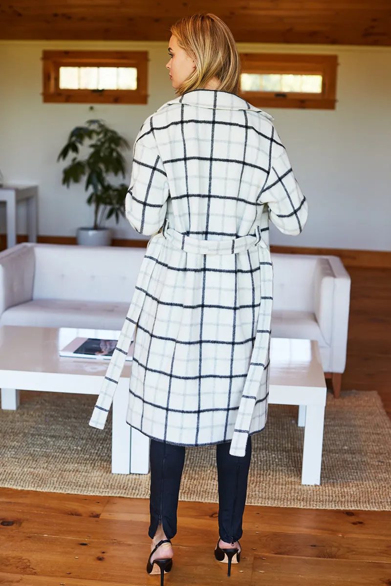 Drop Shoulder Coat - Ivory Plaid sold by Emerson Fry product image thumbnail 5