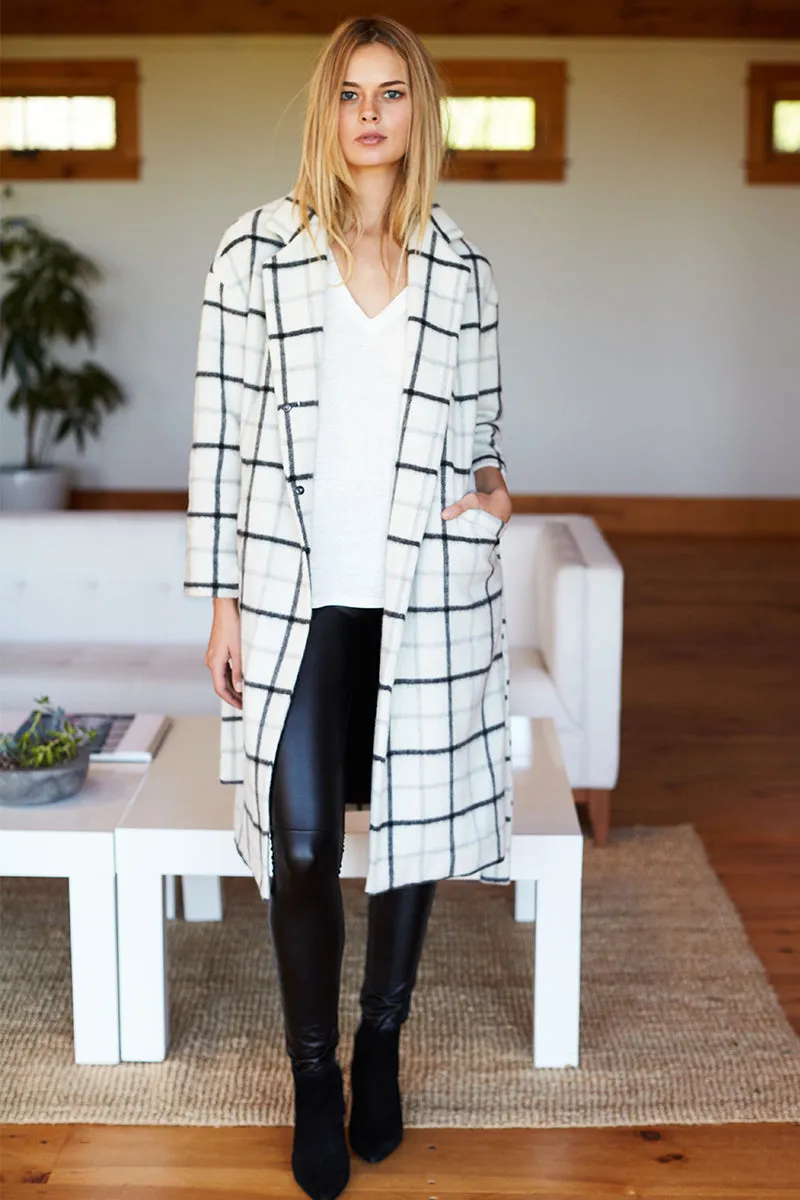 Drop Shoulder Coat - Ivory Plaid sold by Emerson Fry