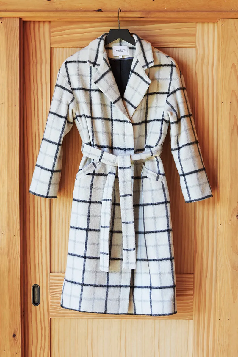 Drop Shoulder Coat - Ivory Plaid sold by Emerson Fry product image thumbnail 4