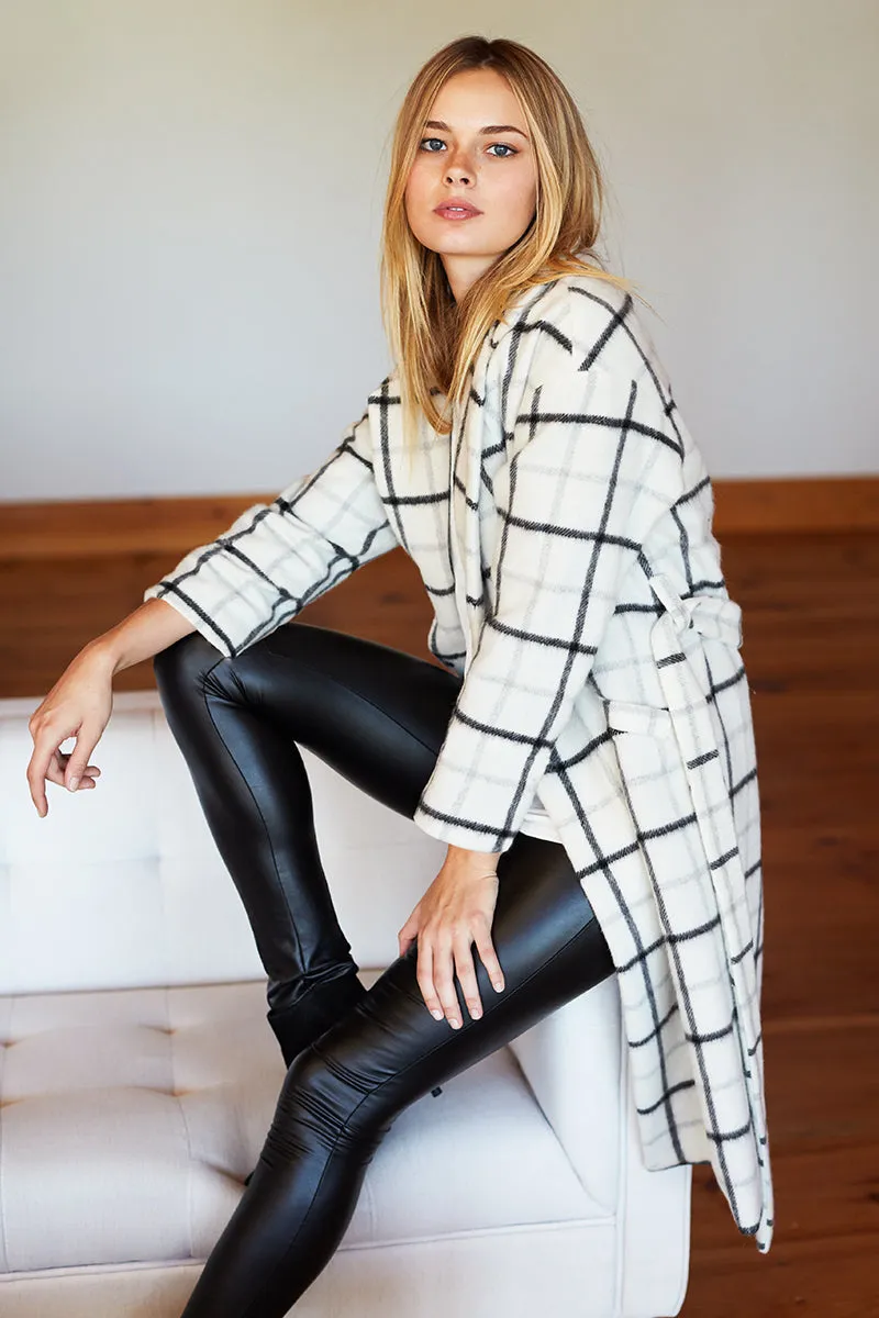 Drop Shoulder Coat - Ivory Plaid sold by Emerson Fry product image thumbnail 2