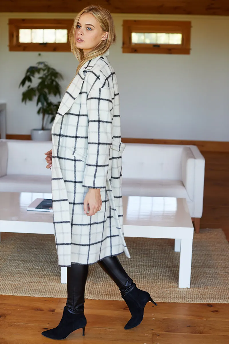 Drop Shoulder Coat - Ivory Plaid sold by Emerson Fry product image thumbnail 3
