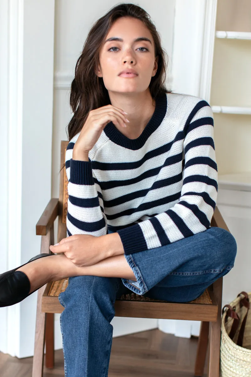 Emerson Sweater - Breton Stripe Ivory + Navy Organic sold by Emerson Fry product image thumbnail 2
