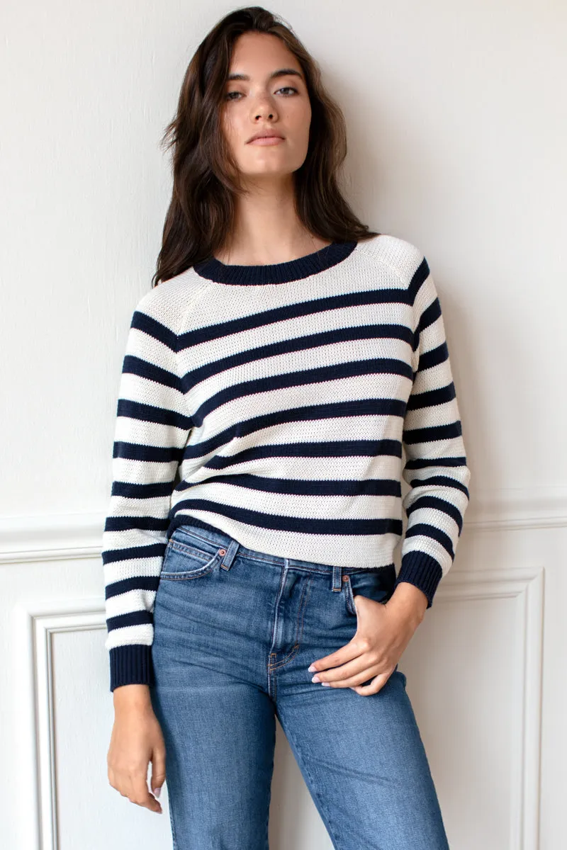 Emerson Sweater - Breton Stripe Ivory + Navy Organic sold by Emerson Fry product image thumbnail 3