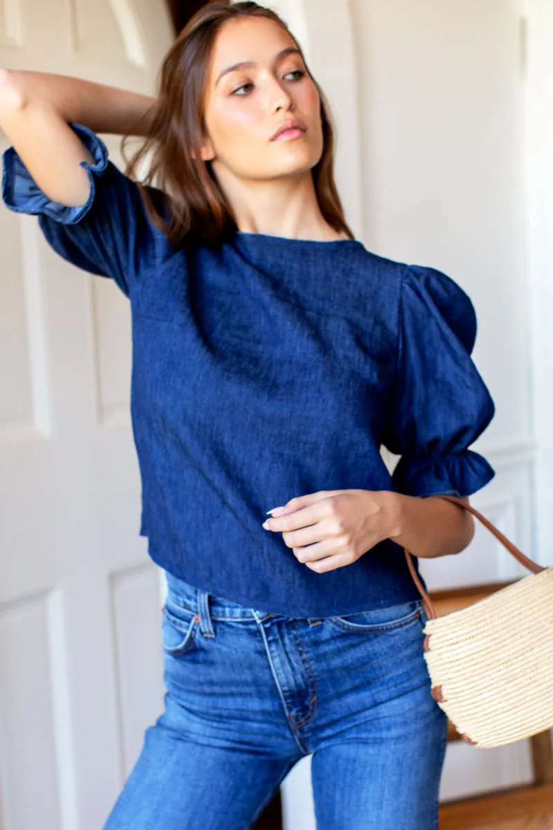 Pearl Blouse - Indigo Hemp Organic sold by Emerson Fry