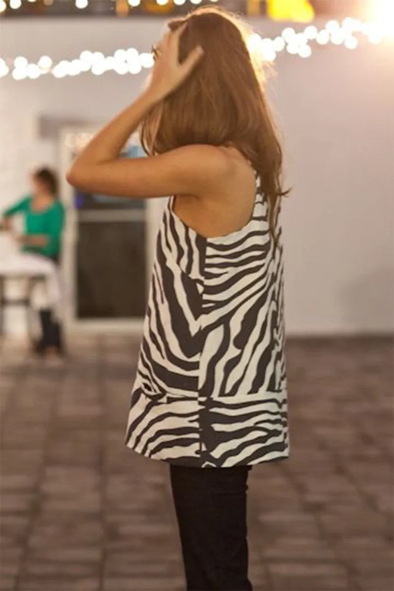 A Line Mod Top - Pewter Zebra sold by Emerson Fry