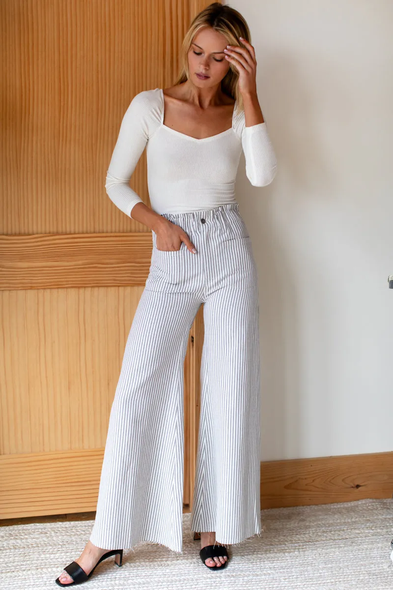Tulip Wide Leg - Grey + Natural Stripe Organic sold by Emerson Fry product image thumbnail 3