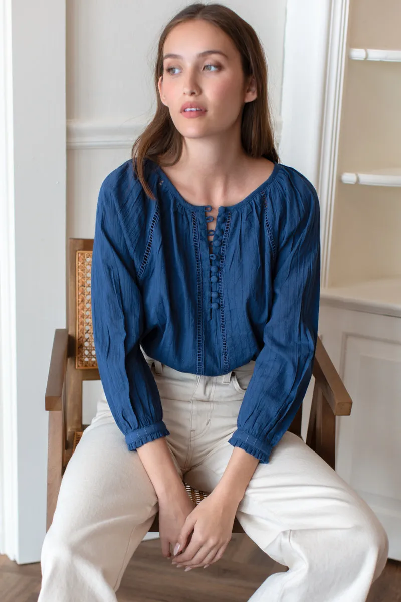 Lucy Heirloom Blouse - Blue Indigo sold by Emerson Fry product image thumbnail 5