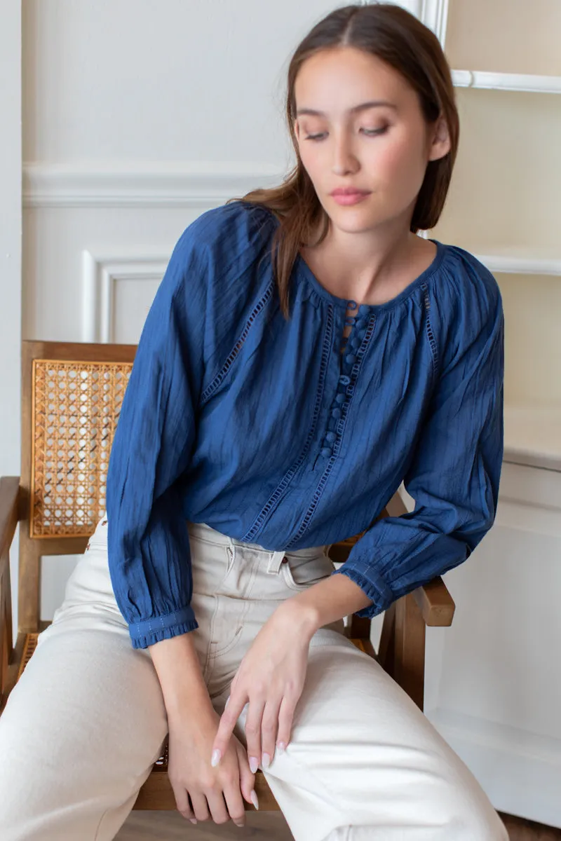 Lucy Heirloom Blouse - Blue Indigo sold by Emerson Fry product image thumbnail 4