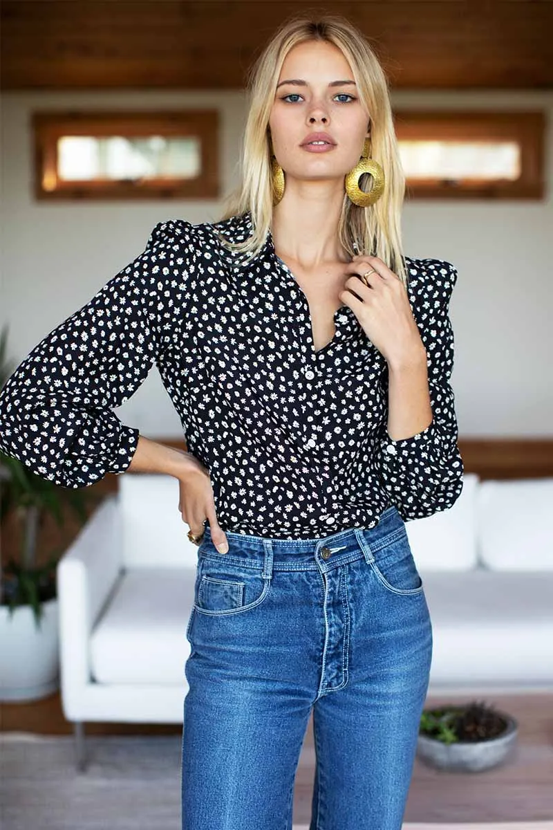 Frankie Blouse - Black Daisy Silk sold by Emerson Fry product image thumbnail 3