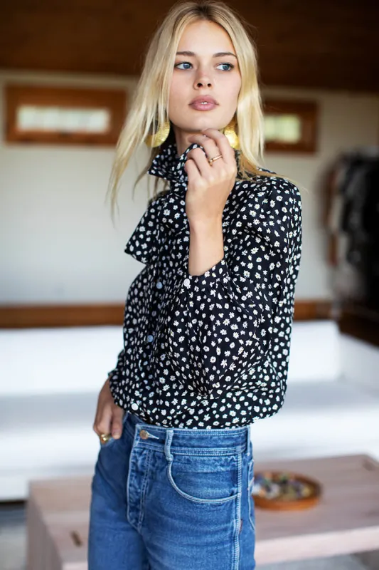 Frankie Blouse - Black Daisy Silk sold by Emerson Fry