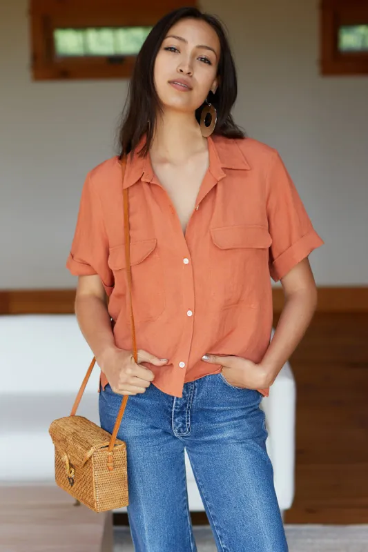 Short Sleeve Utility Shirt - Mojave Linen sold by Emerson Fry