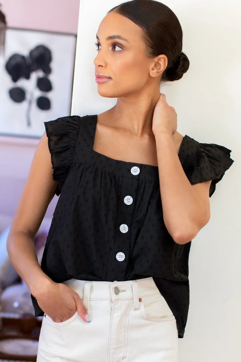 Laurent Flutter Top - Swiss Dot Black Organic sold by Emerson Fry product image thumbnail 5