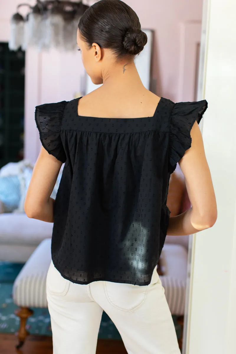 Laurent Flutter Top - Swiss Dot Black Organic sold by Emerson Fry product image thumbnail 3