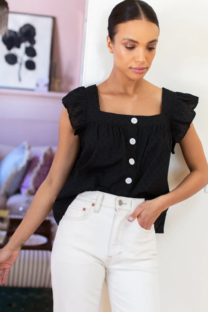 Laurent Flutter Top - Swiss Dot Black Organic sold by Emerson Fry product image thumbnail 4